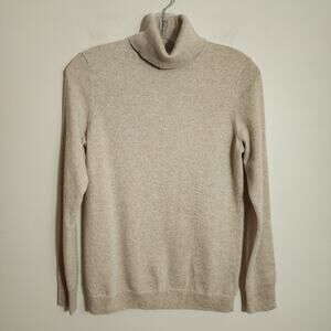 Talbots pure cashmere gold metallic blend turtleneck sweater womans size Small P